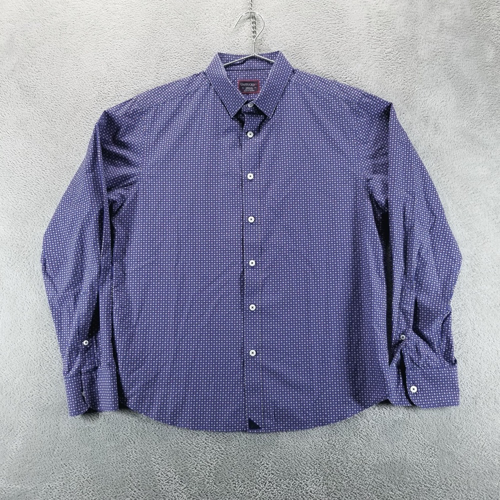 UNTUCKit Shirt Mens Medium Blue Micro Floral Long Sleeve Button Front Cotton